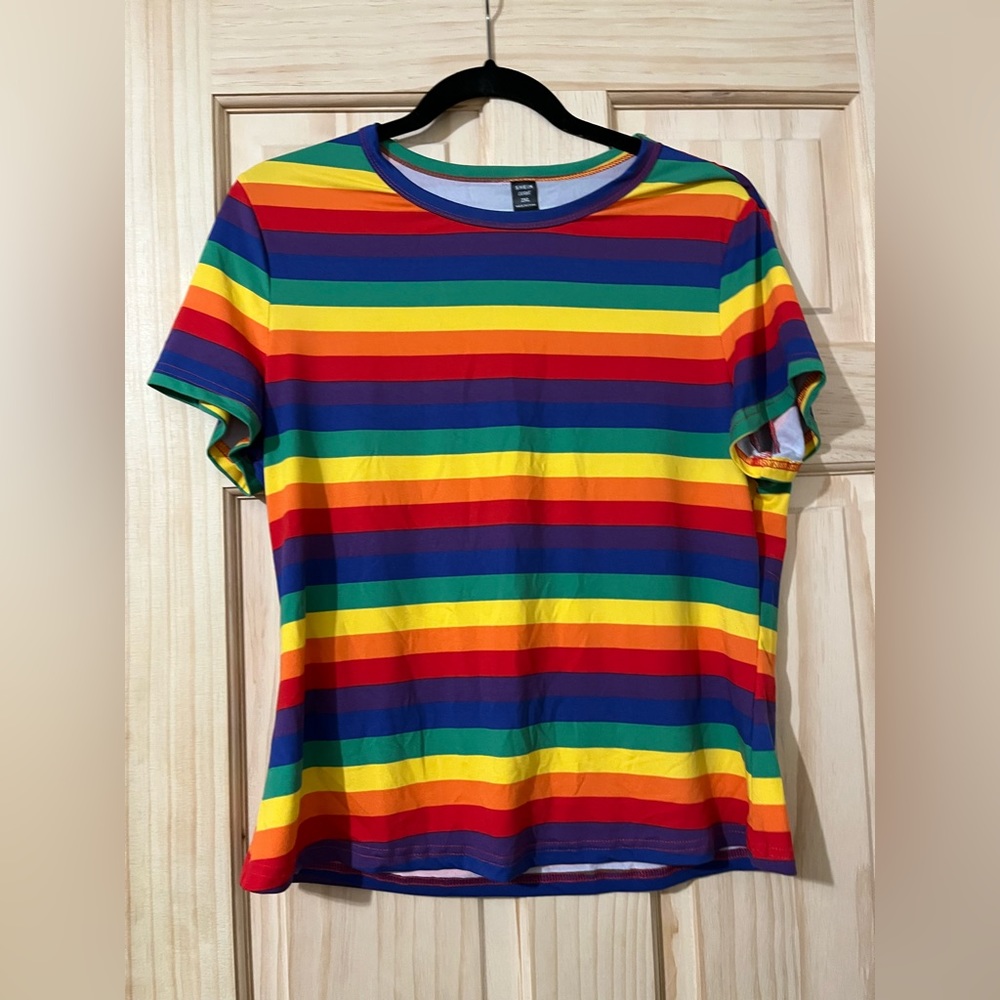 Rainbow striped T-shirt